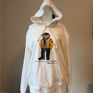 Ralph Lauren White Hoodie with Polo Bear Graphic